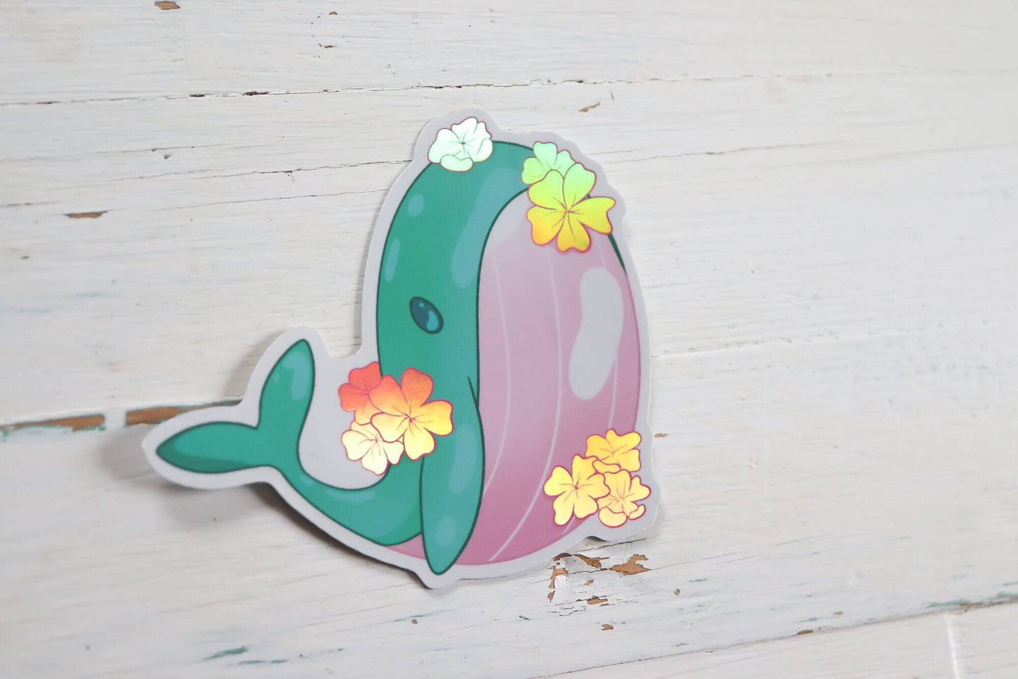 Holographic Sticker - Sakura Whale