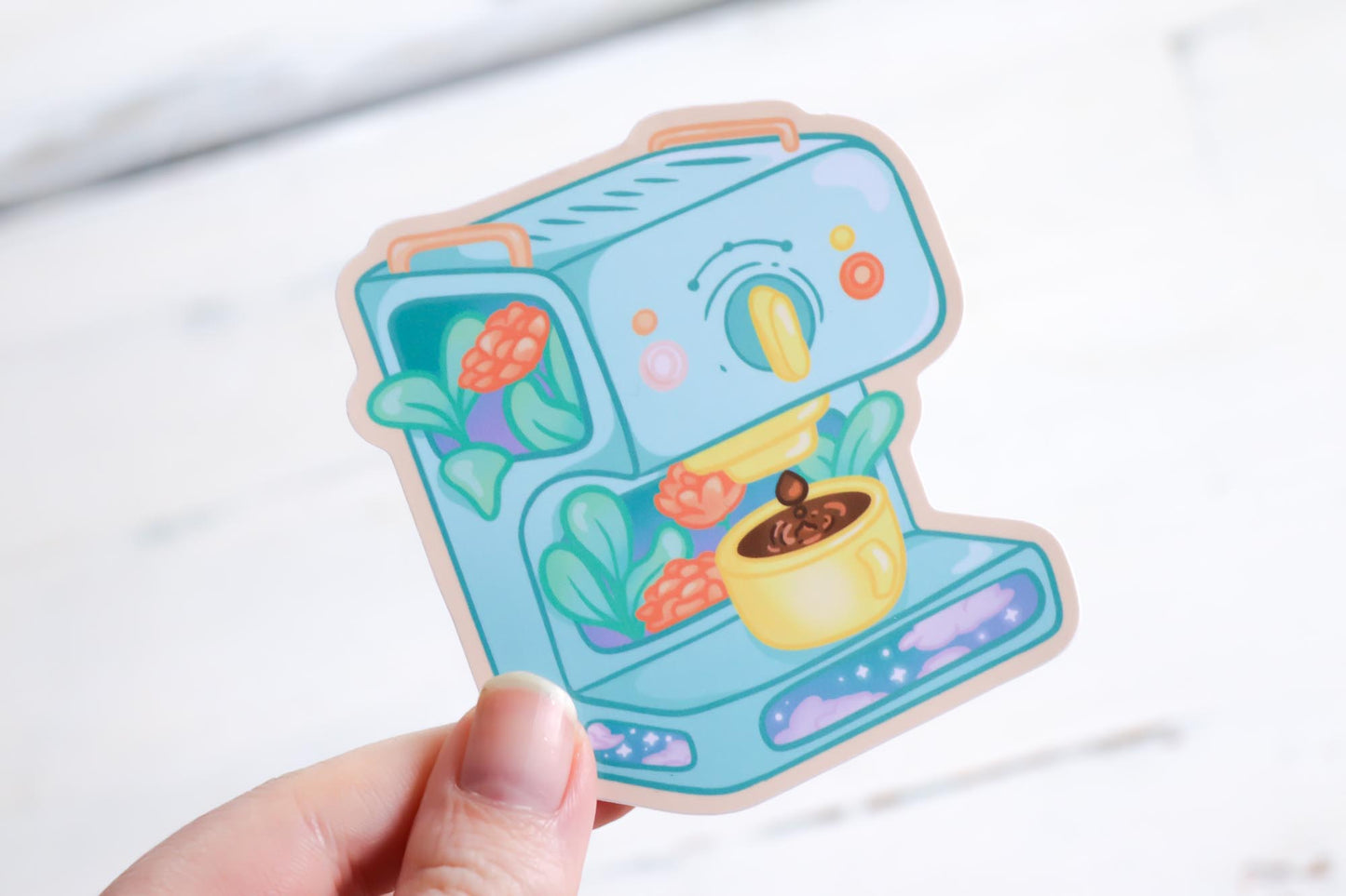 Vinyl Sticker - Flower Coffee Machine