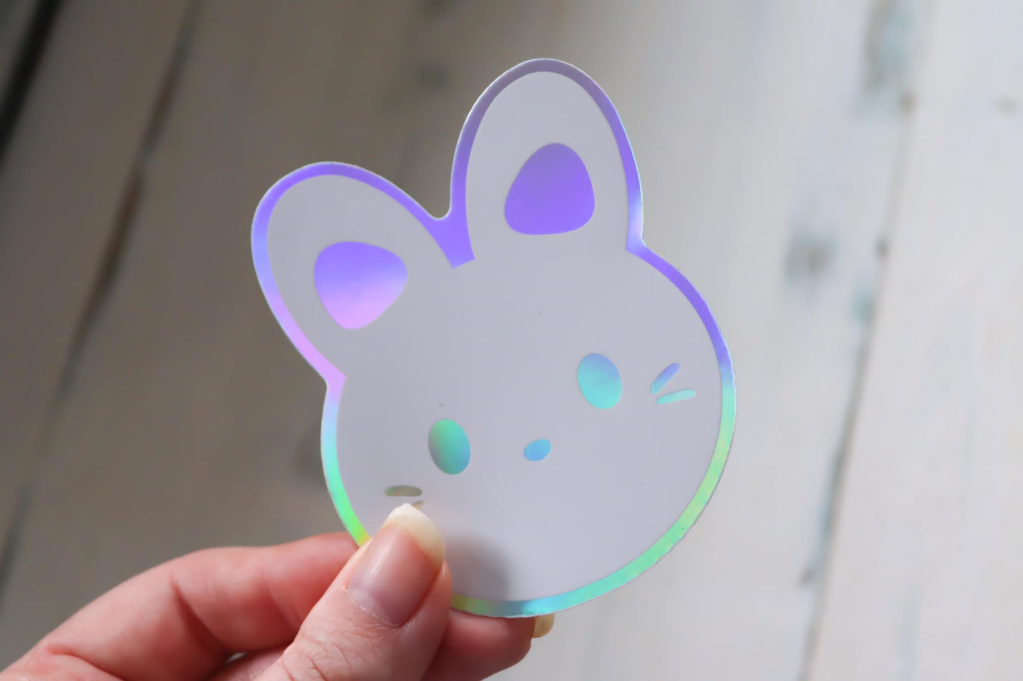Holographic Sticker - White Bunny