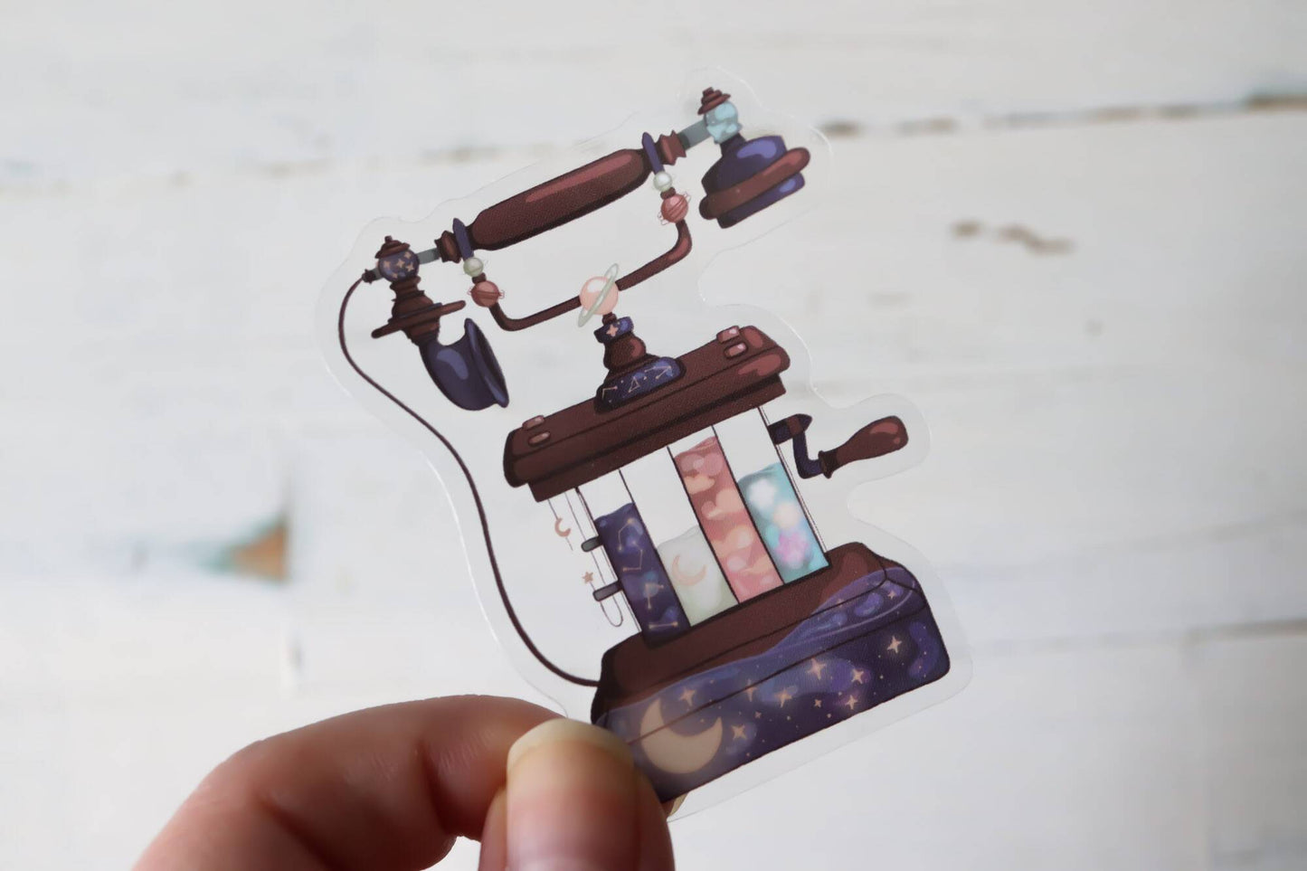 Transparent Sticker - Brown Telephone