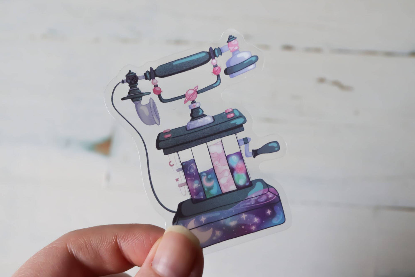 Transparent Sticker - Blue Telephone