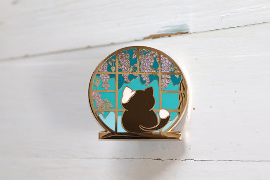 Enamel Pin - Wisteria Cat Blue