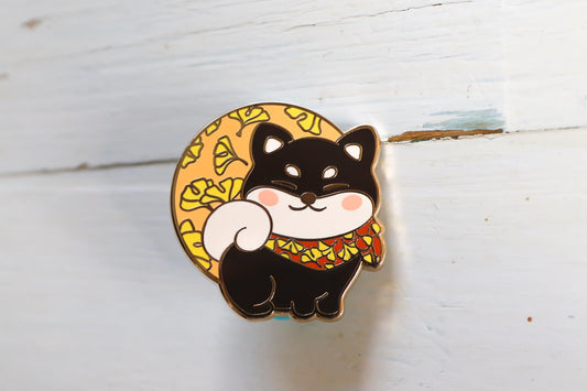 Enamel Pin - Ginkgo Shiba Orange