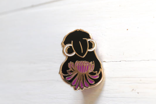 Enamel Pin - Chrysanthemum Crow Purple