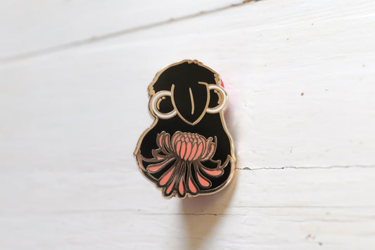 Enamel Pin - Chrysanthemum Crow Pink