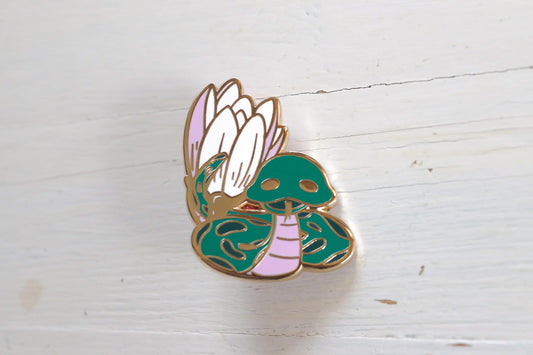 Enamel Pin - Magnolia Snake Green