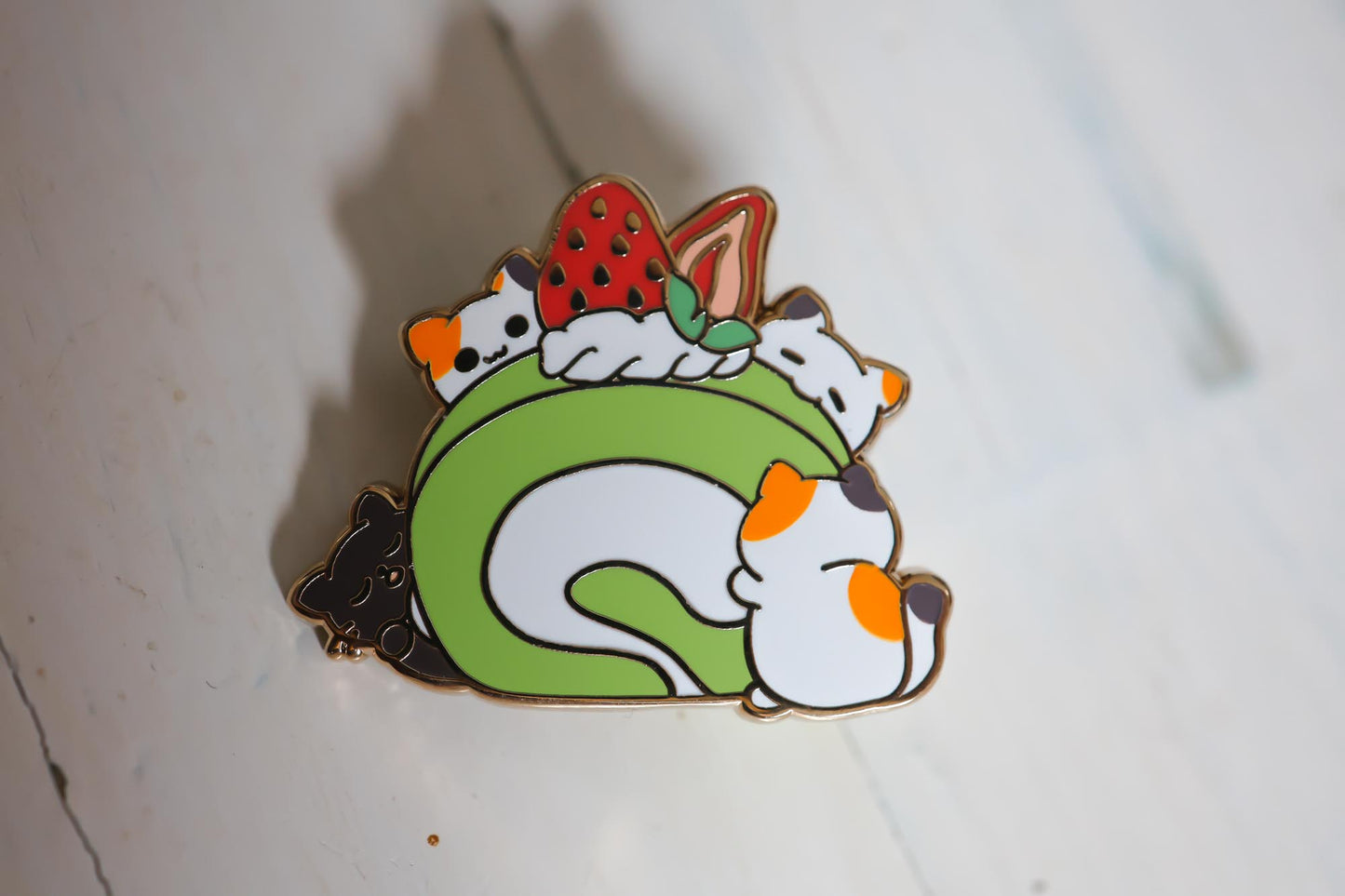 Enamel Pin - Cat Matcha Cake Roll