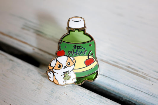 Enamel Pin - Dog Melon Soda