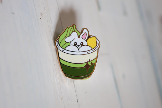 Enamel Pin - Bunny Matcha Parfait