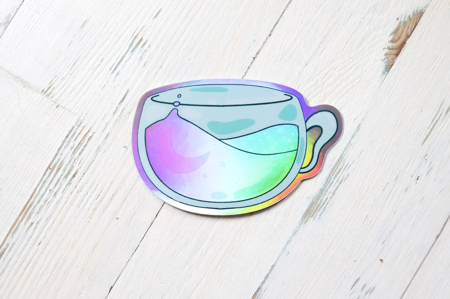 Holographic Sticker - Galaxy Teacup