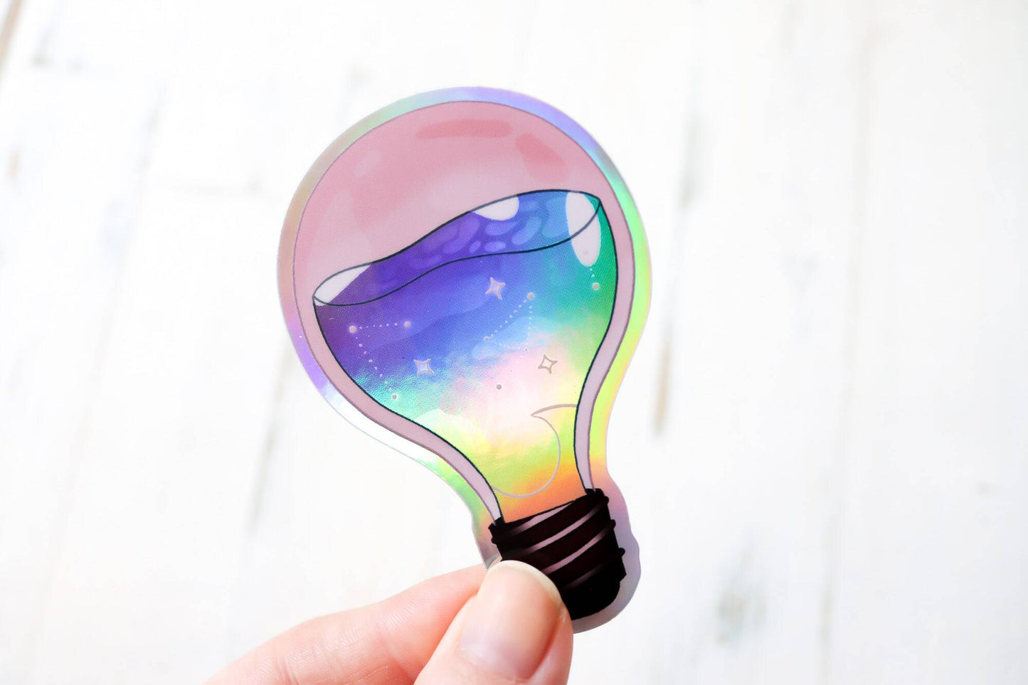 Holographic Sticker - Galaxy Lightbulb