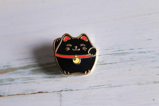 Enamel Pin - Lucky Cat Black