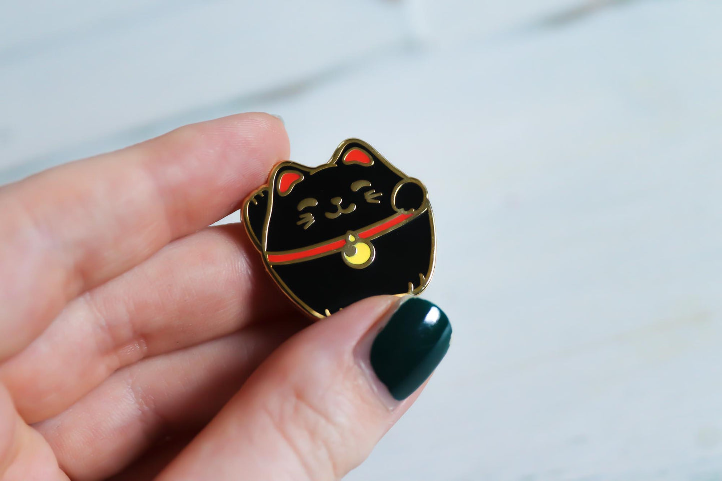 Enamel Pin - Lucky Cat Black