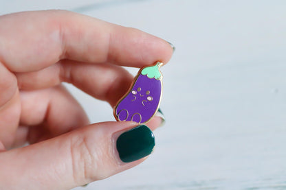 Enamel Pin - Little Veggies Eggplant