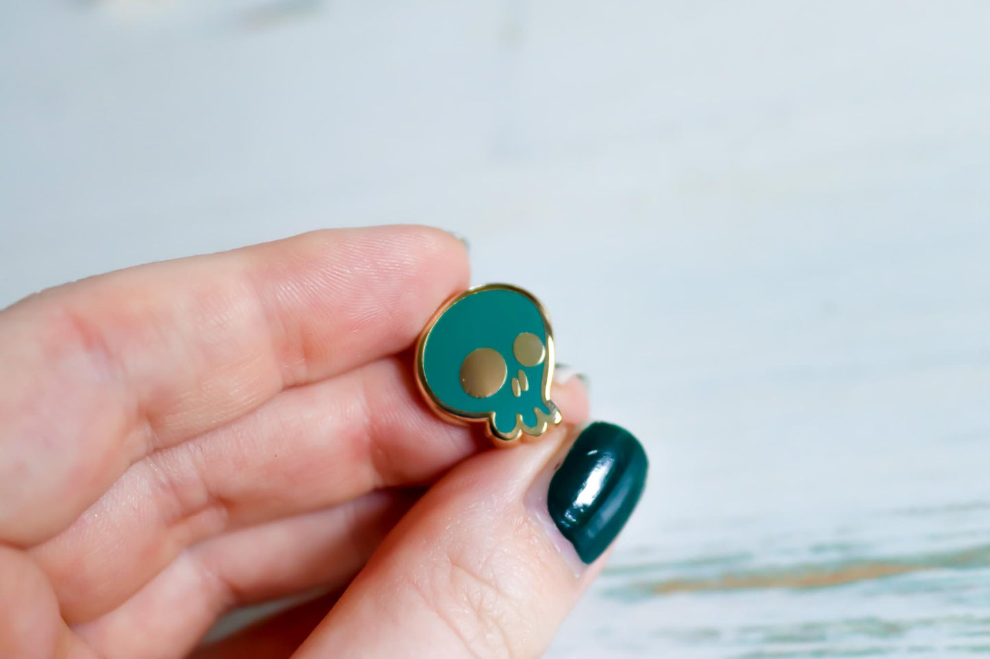 Enamel Pin - Skull Teal