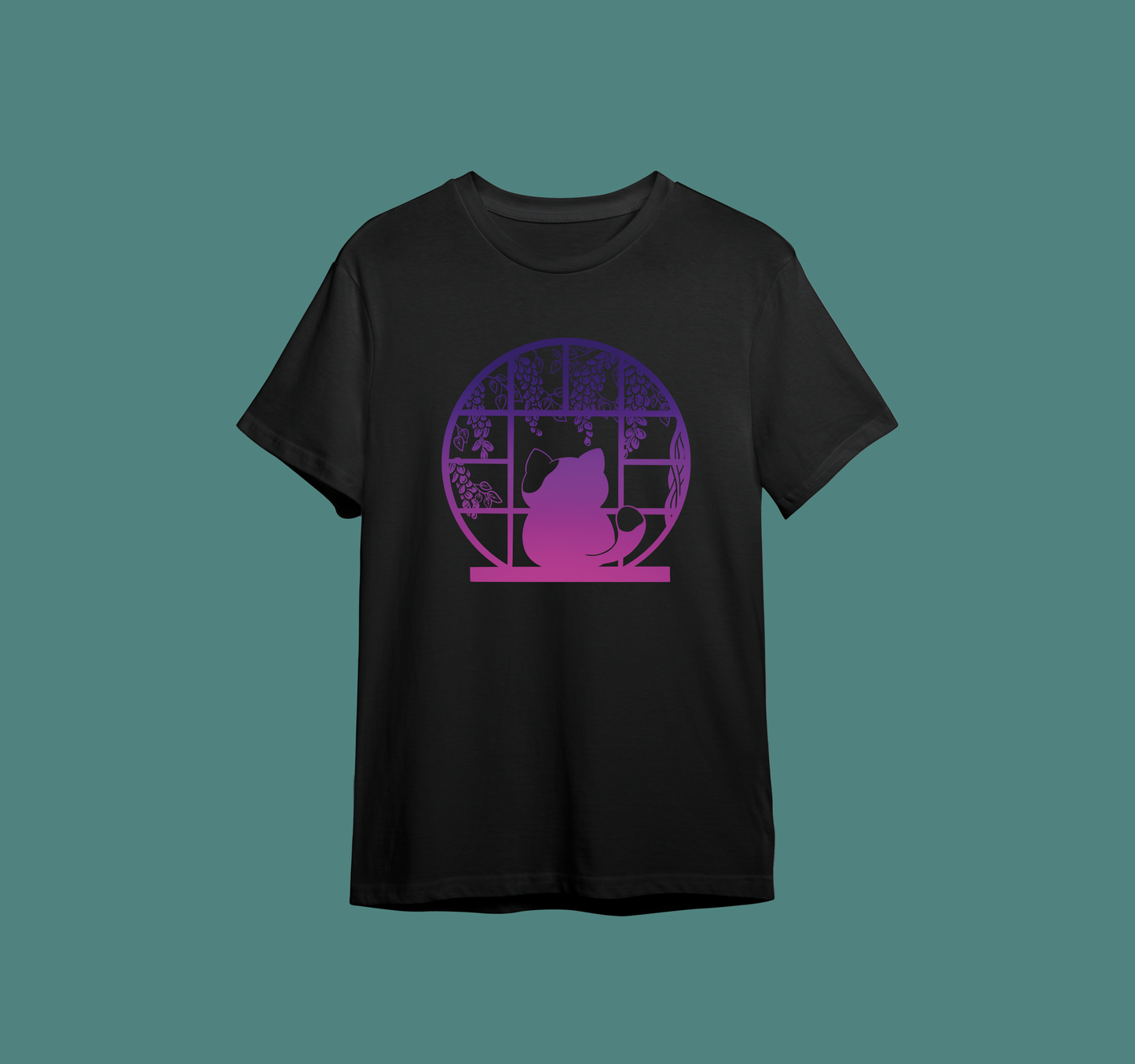 Shirts - Wisteria Cat Black
