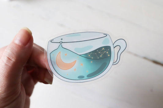 Transparent Sticker - Galaxy Teacup